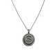 .925 Sterling Silver Micro Pavé Initial Pendant Necklace (Letter S) Necklace with a circular pendant featuring the letter 'S' on a white background