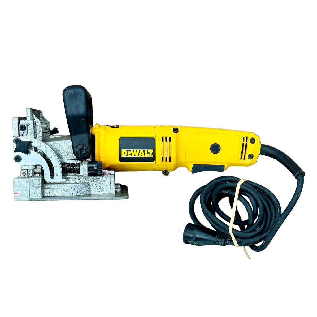DeWalt 6.5-Amp Corded Heavy-Duty Plate Joiner w/ Hard Case (DW682) Yellow Dewalt power tool with black cable on a white background