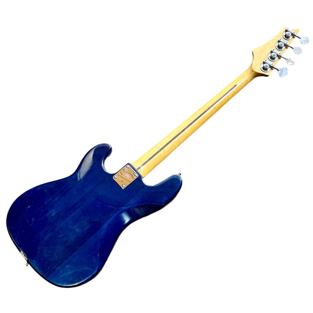 AXL Johnson Precision Bass Style Electric Bass Guitar Blue electric bass guitar with a white background