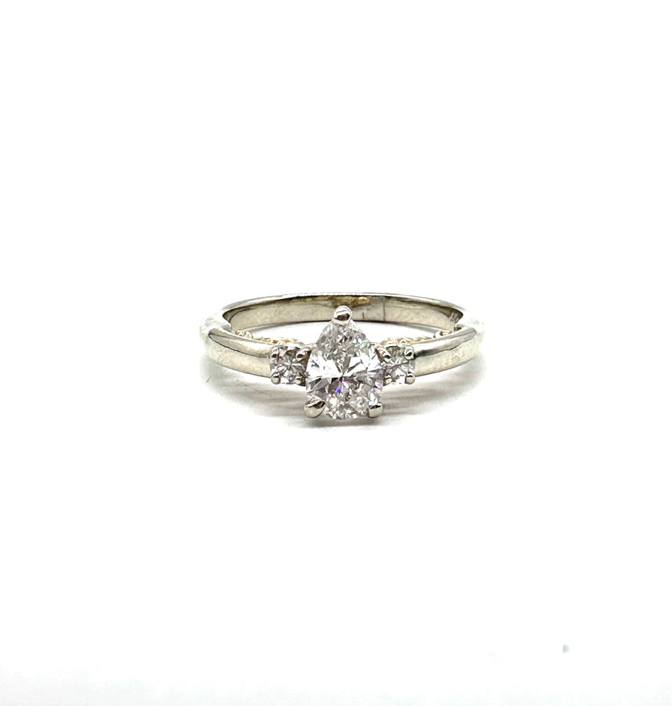 Diamond Pear Three Inline Ring