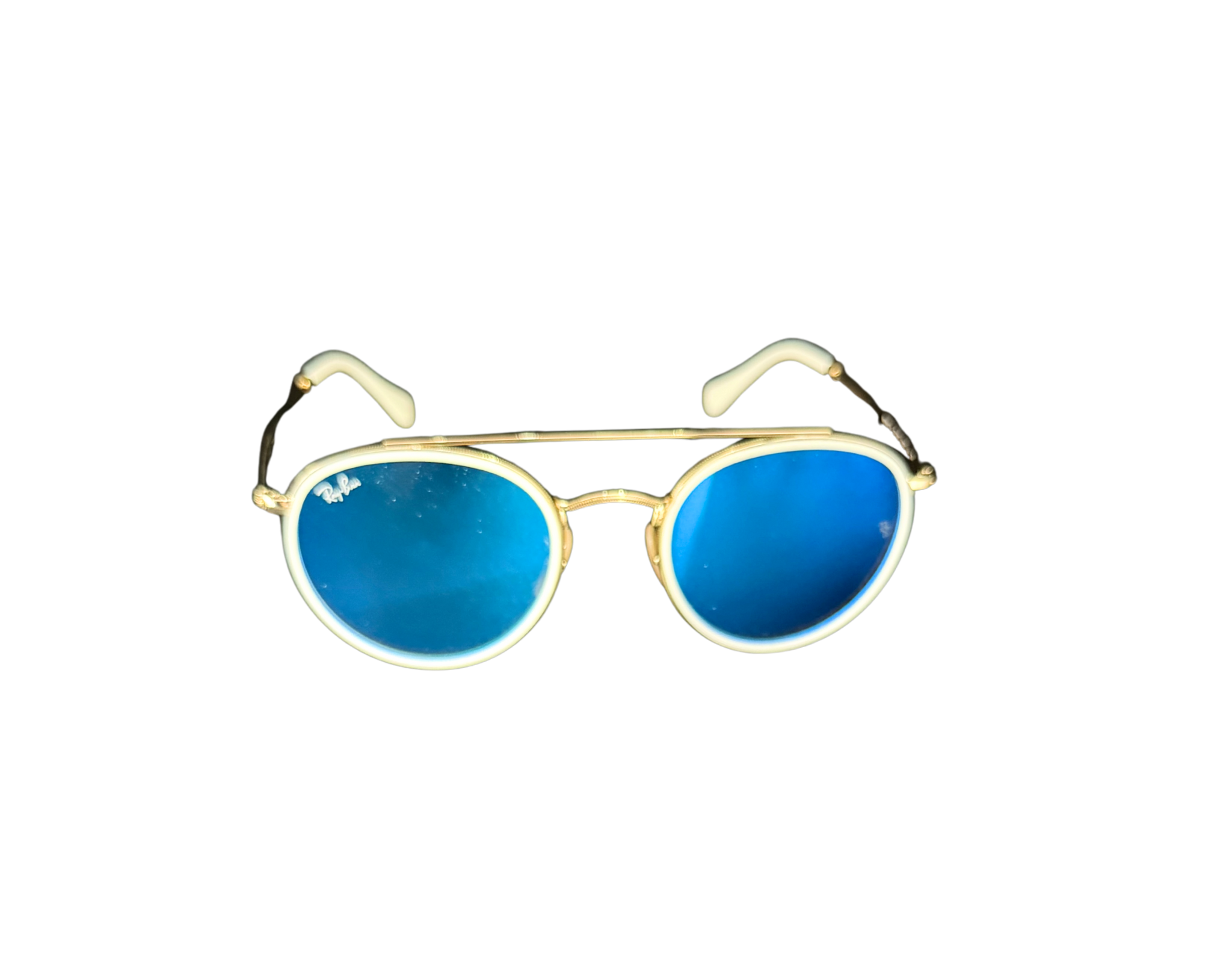 Ray-Ban Round Sunglasses with Blue Mirrored Lenses and White Frames Amazon.com: Ray-Ban Womens Rb4250 Rectangular Sunglasses  main image 2