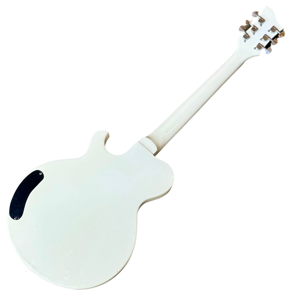 Cozart Single Cutaway Resonator Electric Guitar White electric guitar on a white background