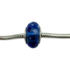 Pandora .925 Sterling Silver Blue Polka Dot Murano Glass Bead Charm Blue glass bead with silver metal band on a white background