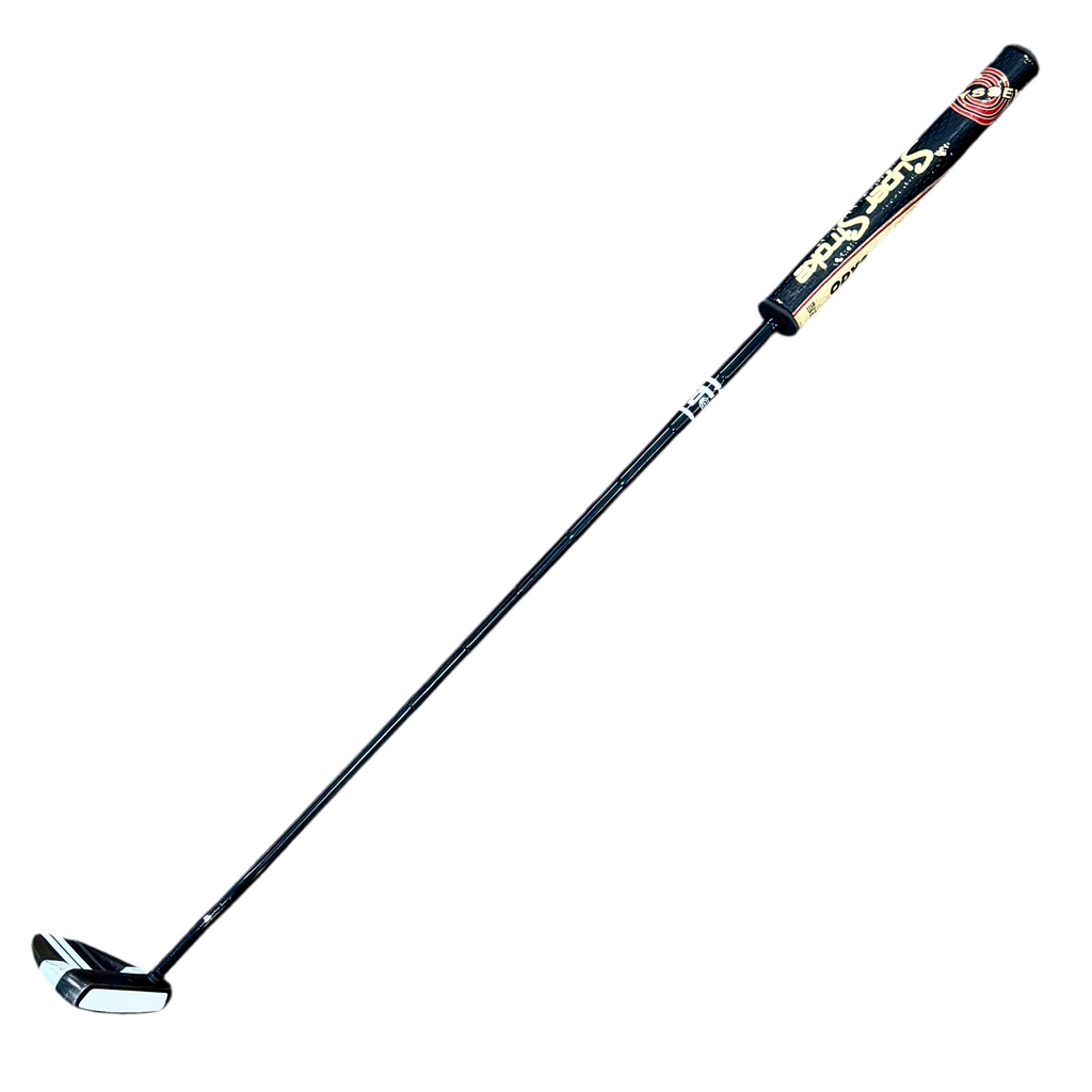 Odyssey WORKS BIG T V-LINE Mallet Putter RH Golf Club Golf club with a black and gold design on a white background