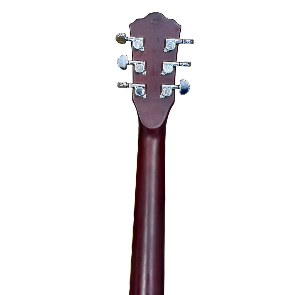 Washburn DFBACEA-U Acoustic-Electric Guitar headstock on a wooden floor