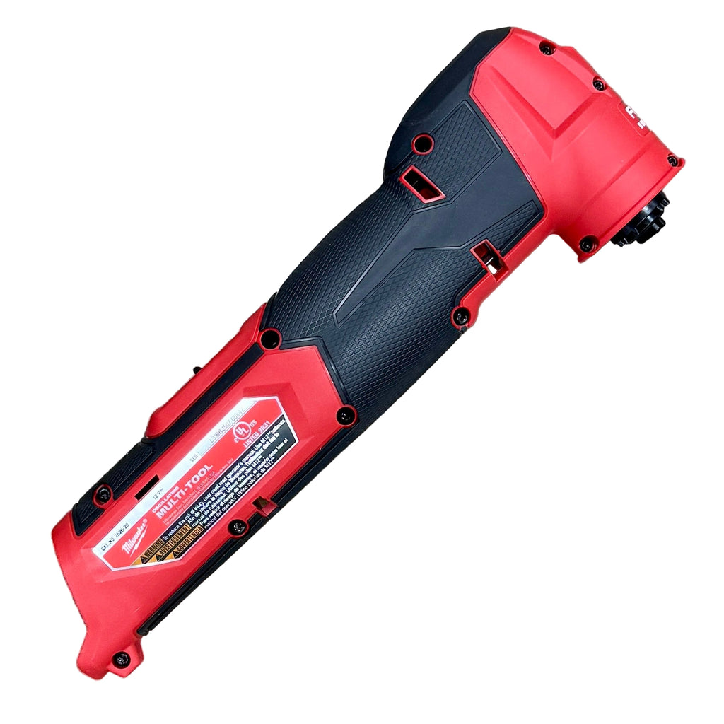 Milwaukee M12 FUEL 12V Brushless Cordless Oscillating Multi-Tool (2526-20) Red and black power tool on a wooden surface