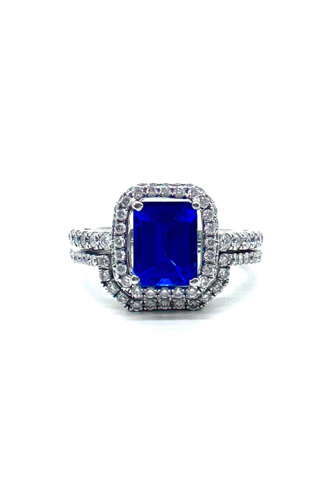 Tanzanite and Diamond Halo Ring