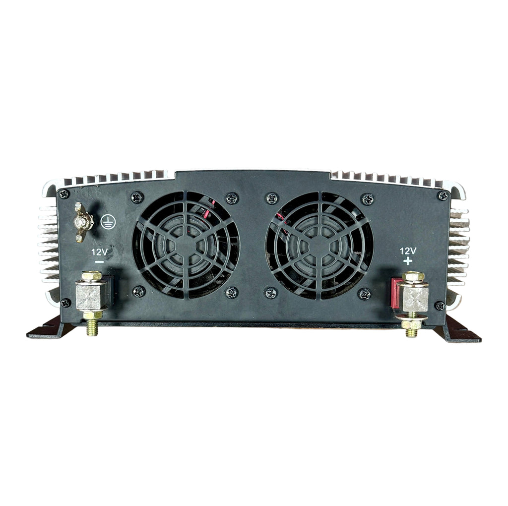 JUPITER 2000 Watt Continuous / 4000 Watt Peak Modified Sine Wave Power Inverter Electronic device with fans on a wooden surface