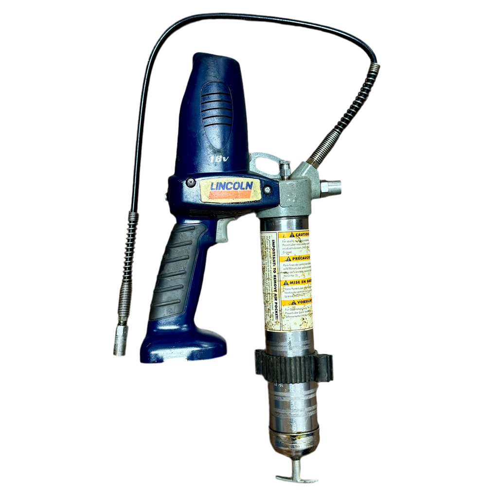 LINCOLN 1800 PowerLuber 18V Cordless Grease Gun w/ Battery, Charger, & Hard Case Lincoln grease gun on a white background
