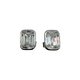 .925 Sterling Silver Bezel Set Emerald Cut CZ Stud Earrings Pair of silver earrings with rectangular gemstones on a white background