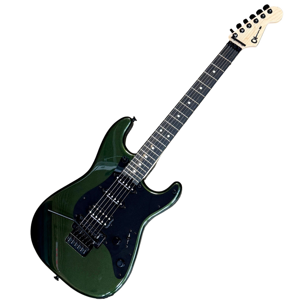 Charvel Pro-Mod So-Cal Style 1 HSS FR E Electric Guitar Green electric guitar on a wooden floor