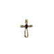 10K Yellow Gold Rubellite Ribbon Cross Pendant