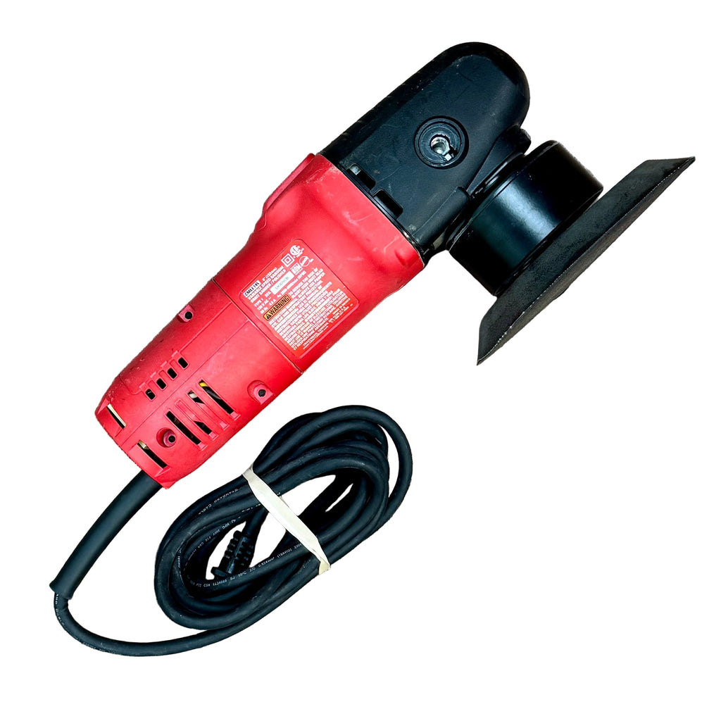 CRAFTSMAN 4.5-Amp 6" Corded Electric Variable-Speed Random Orbit Polisher (CMEE145) Red and black power tool on a wooden surface