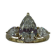 14K Yellow Gold 2.82CTW Lab Created Diamond Pear 3-Stone Ring Gold ring with pear-shaped and round diamonds on a white background