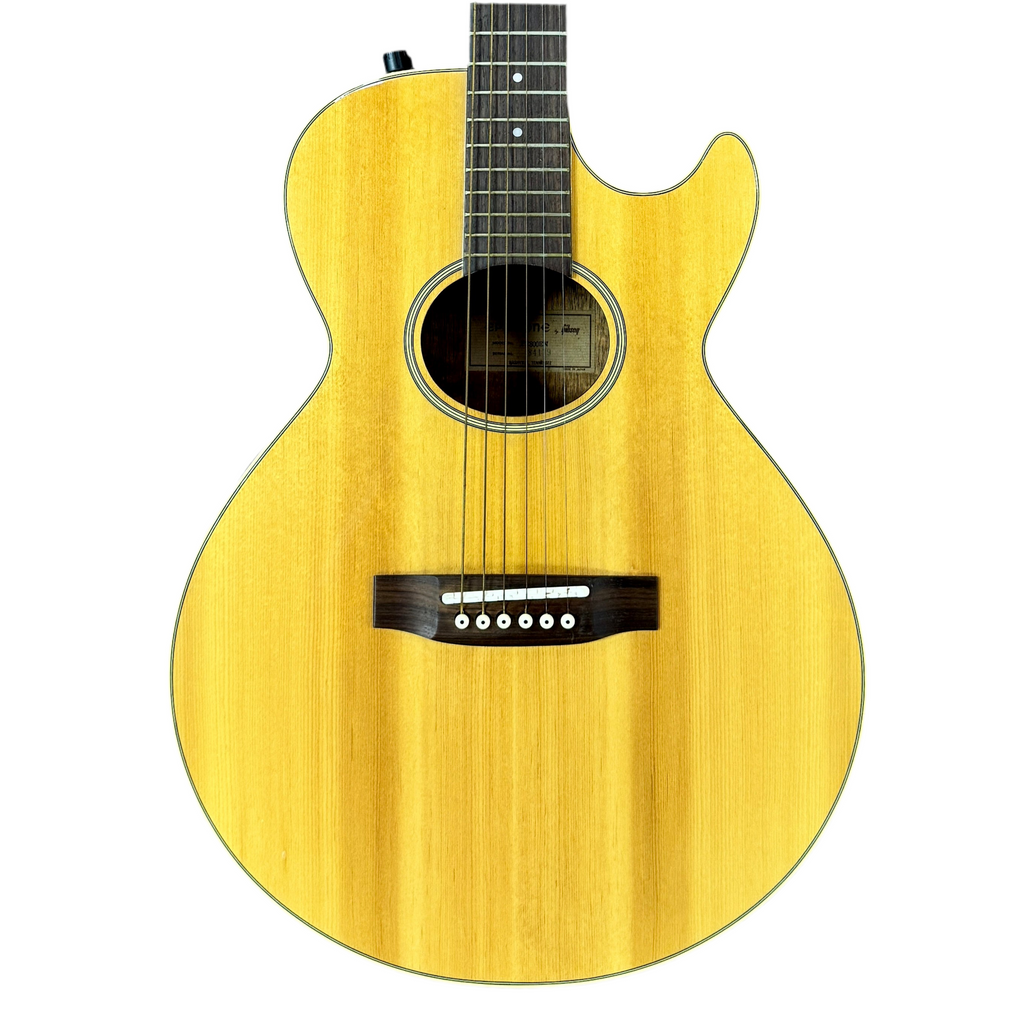 Epiphone PR800EN Acoustic-Electric Guitar Yellow acoustic guitar on a white background