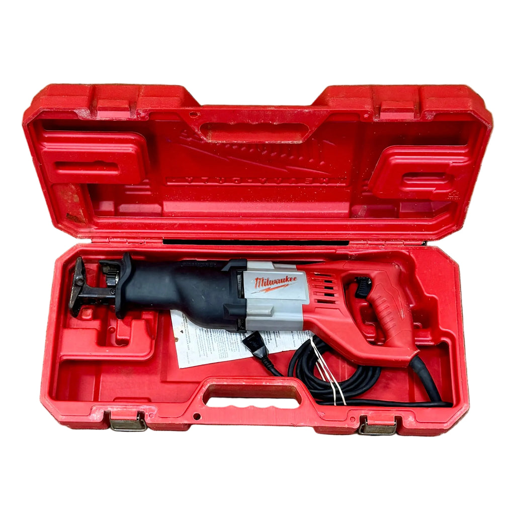 Milwaukee 12-Amp 1-1/8" Stroke Corded SAWZALL Reciprocating Saw w/ Hard Case (6519-30) Milwaukee power tool in a red case on a white background
