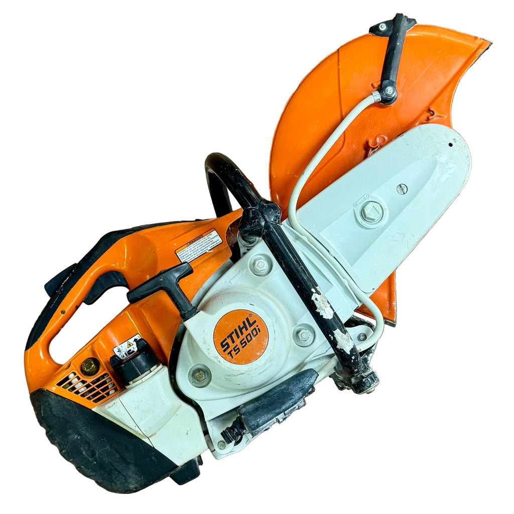 STIHL TS 500i CUTQUIK 72.2 cc 5.2 bhp 14" Gas-Powered Cut-Off Saw Stihl circular saw on a wooden floor