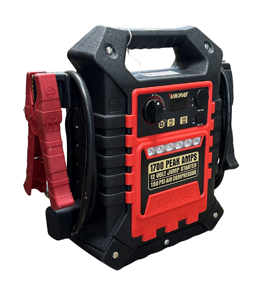 Viking jump starter and air compressor on a white background