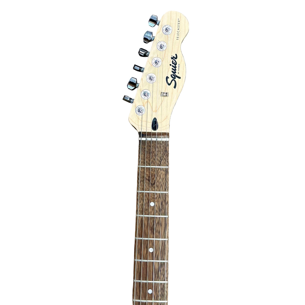 Fender Squier Sonic Telecaster Electric Guitar headstock with 'Squier' branding on a white background