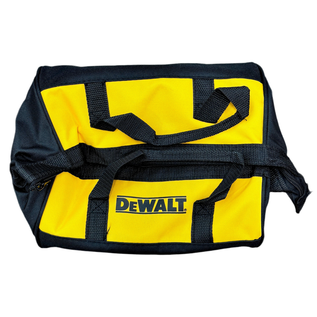 DeWalt 20V MAX 1/2" Cordless Compact Drill/Driver w/ 2 Batteries, Charger, & Bag (DCD771) Yellow and black tool bag with Dewalt logo on a white background