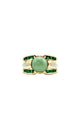 Vintage 14K Yellow Gold Jade, Diamond & Emerald Channel Set Cocktail Ring