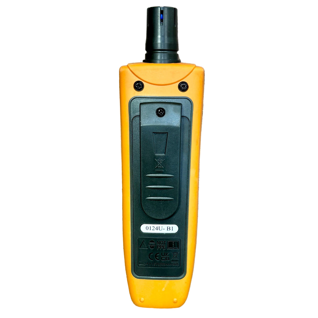 Klein Tools ET110 Carbon Monoxide Detector Meter w/ Case Yellow and black device on a wooden surface