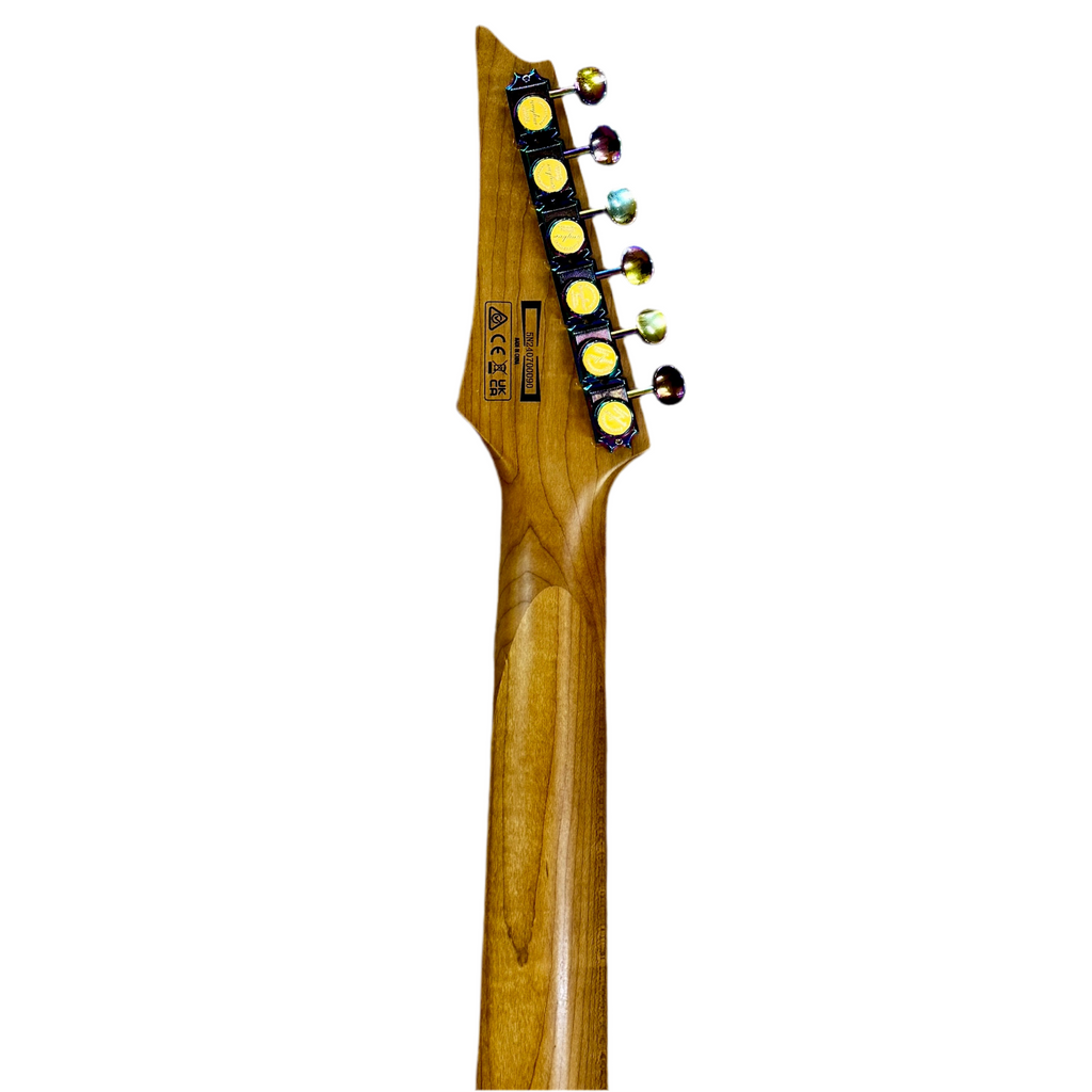 Ibanez GiO Electric Guitar Wooden guitar neck with tuning pegs on a white background