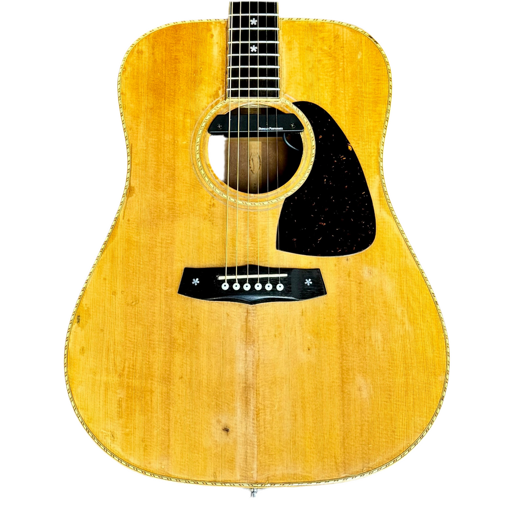 Aria Dreadnought AW-30 Acoustic Guitar w/ Hard Case Acoustic guitar with a worn finish on a white background