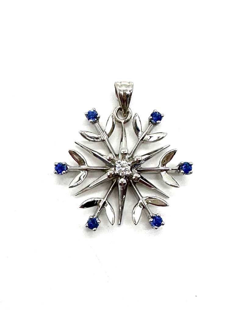 Diamond and Sapphire Snowflake Pendant
