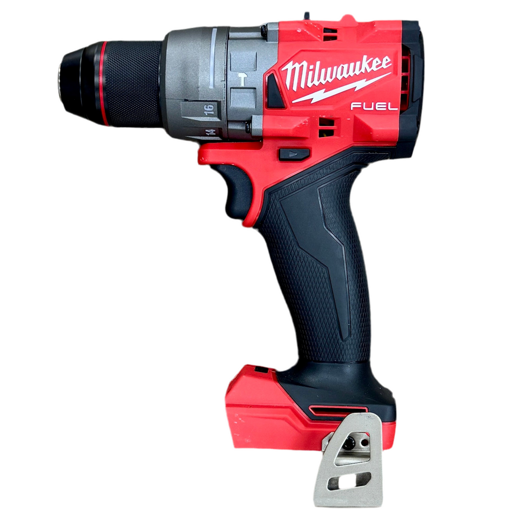 Milwaukee M18 FUEL 18V 1/2" Brushless Cordless Hammer Drill/Driver (2904-20) Red and black Milwaukee drill on a white background
