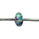 Pandora .925 Sterling Silver Tropical Sea Glass Murano Glass Bead Charm Glass bead charm with green blue and purple against a white background