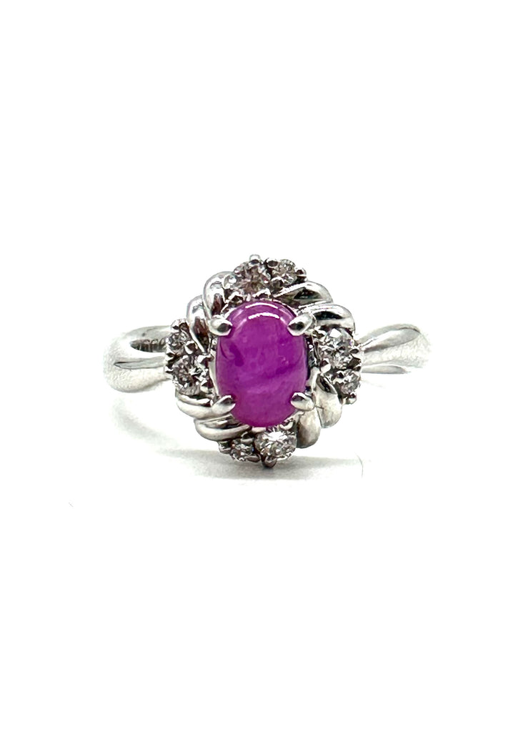 Cabochon Ruby and Diamond Ring