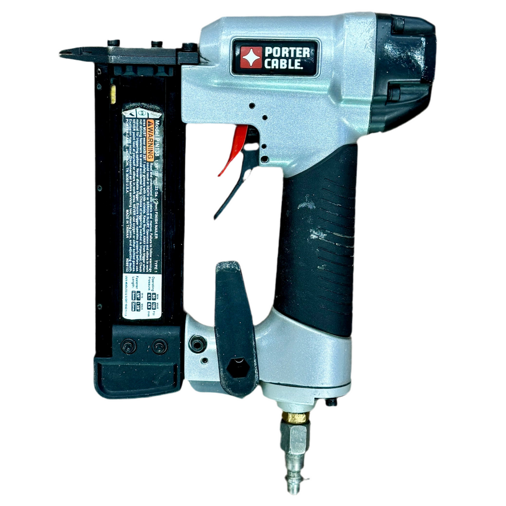 Porter-Cable 23-Gauge 1-3/8" Pneumatic Pin Nailer w/ Hard Case (PIN138) Porter Cable nail gun on a white background
