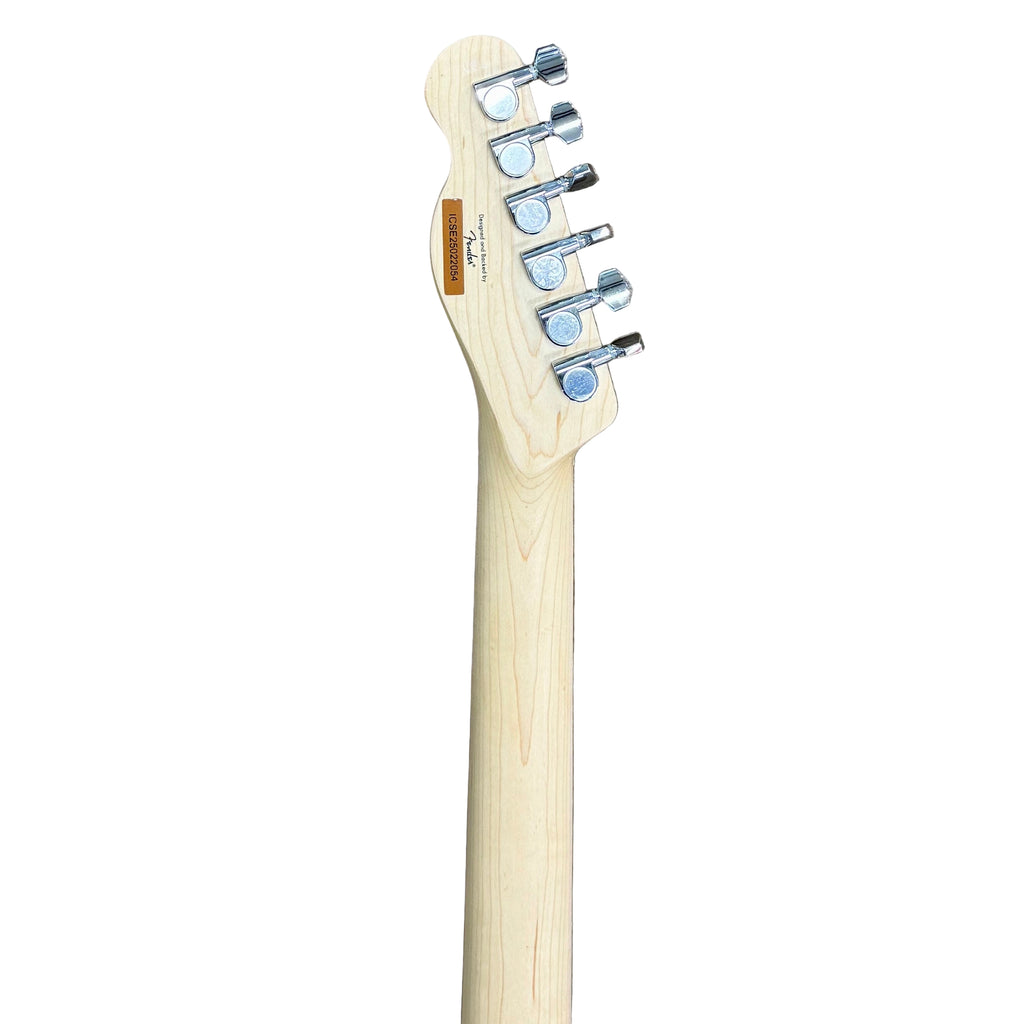 Fender Squier Sonic Telecaster Electric Guitar neck with headstock on a wooden floor