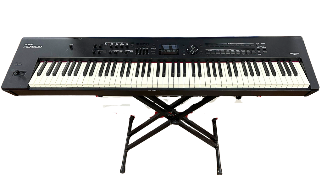 Keyboard with stand on a white background