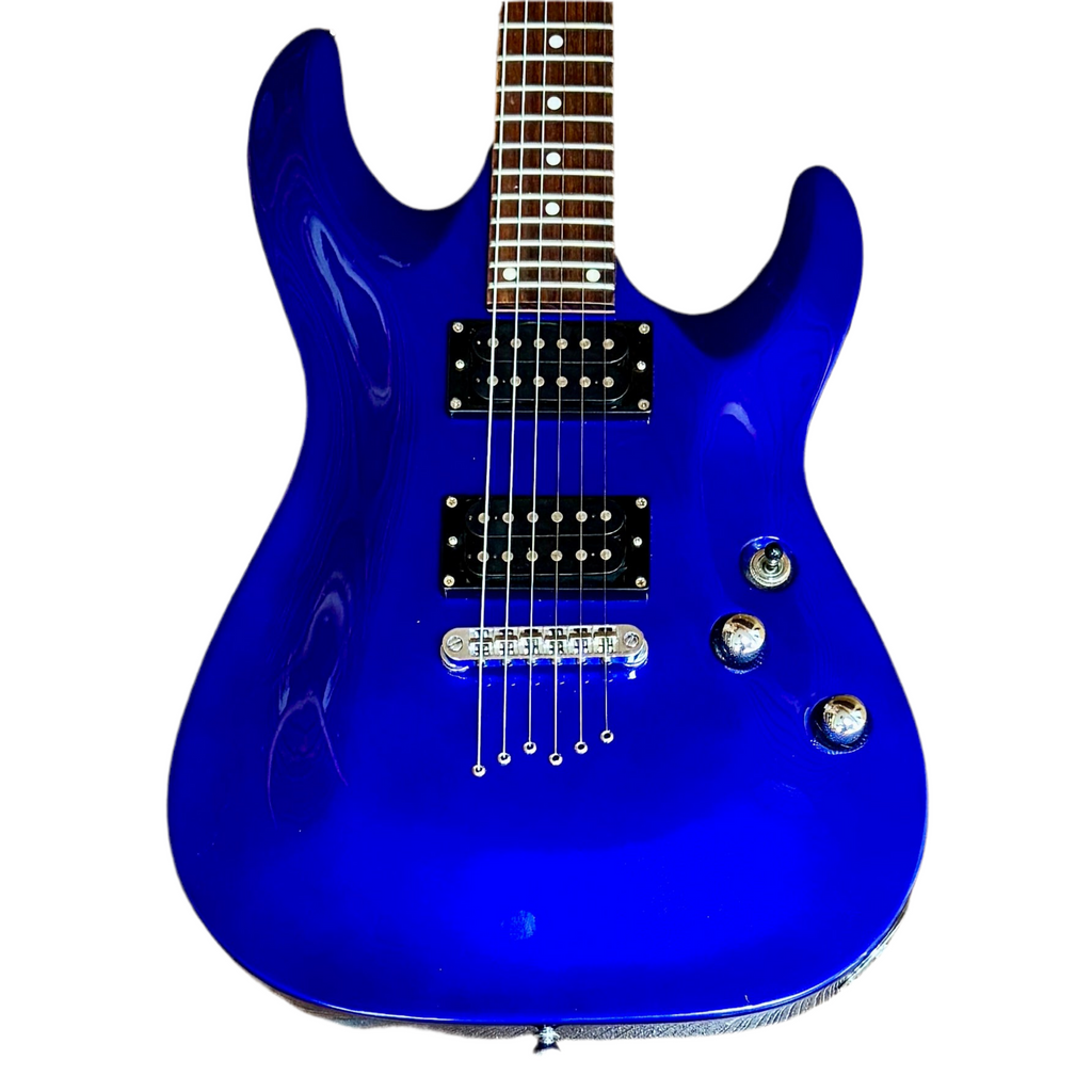 Schecter Diamond Series OMEN-6 Electric Guitar Blue electric guitar on a white background