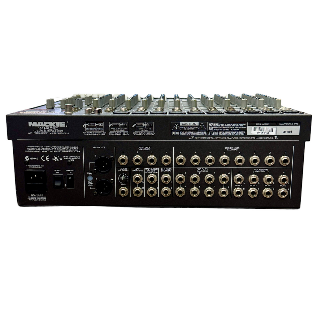 Mackie 1642-VLZ PRO 16-Channel Mic/Line Mixer w/ Premium XDR Mic Preamplifiers Mackie audio mixer on a white background