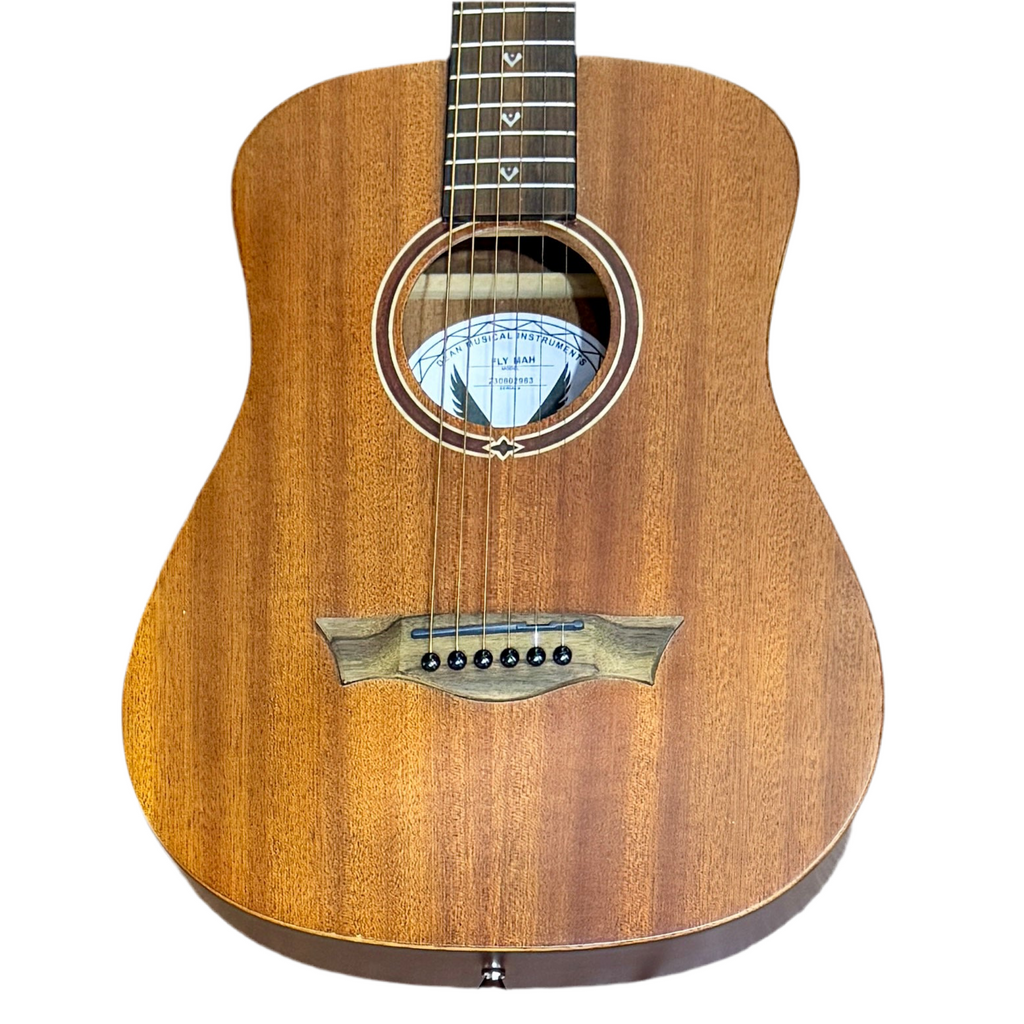 Dean FLY MAH Flight Mahogany Travel Acoustic Guitar Wooden acoustic guitar on a white background