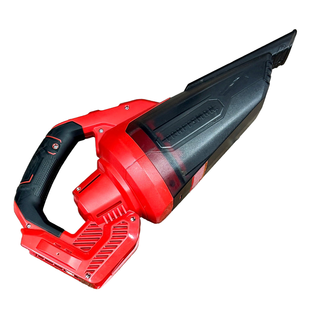 CRAFTSMAN V20 Cordless Handheld Vacuum w/ Battery (CMCVH001) Red and black leaf blower on a tiled floor