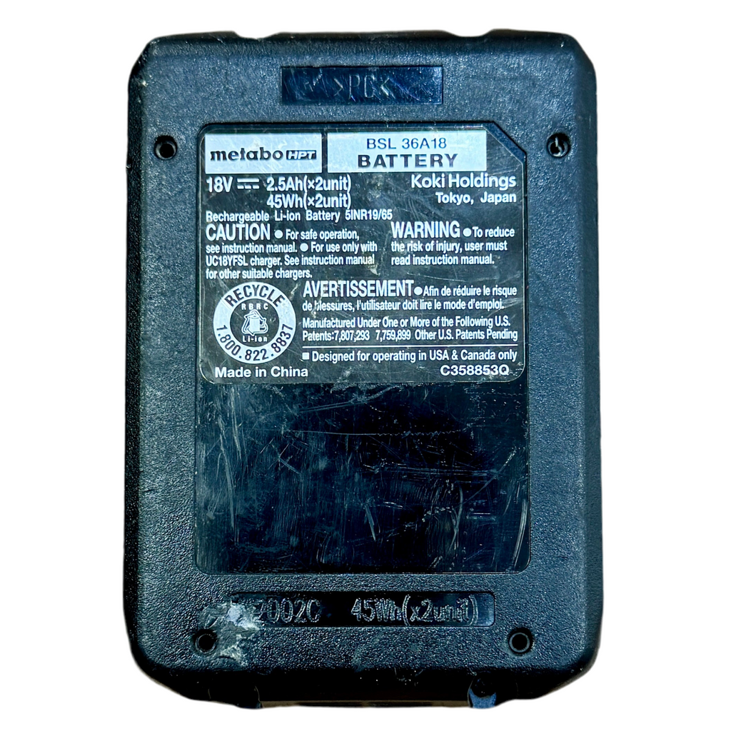 Metabo HPT 36V/18V MultiVolt Lithium Ion Slide Battery (BSL 36A18) back