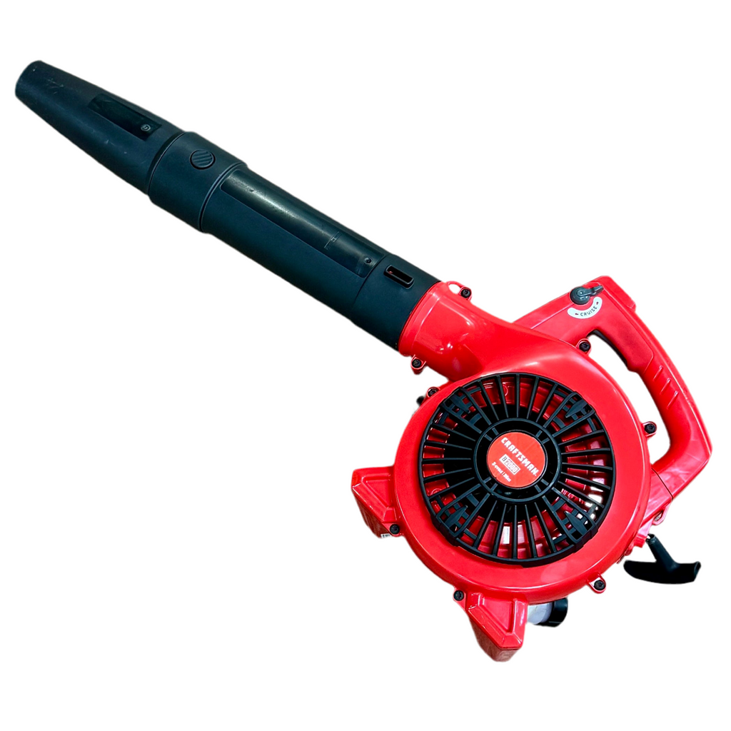 CRAFTSMAN B2000 25cc 2-Cycle 410-CFM 180-MPH Gas Handheld Leaf Blower Red and black handheld leaf blower on a white background