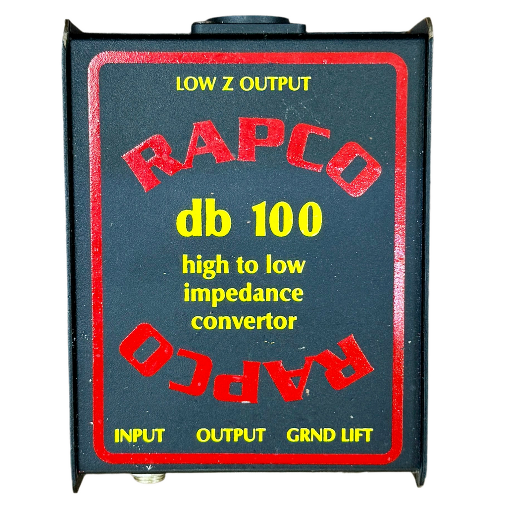 RAPCO db 100 High to Low Impedance Convertor Passive Direct Box RAPCO db 100 high to low impedance converter on a white background
