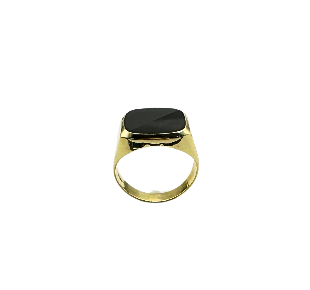 14k Yellow Gold Black Onyx Flat Top Ring under