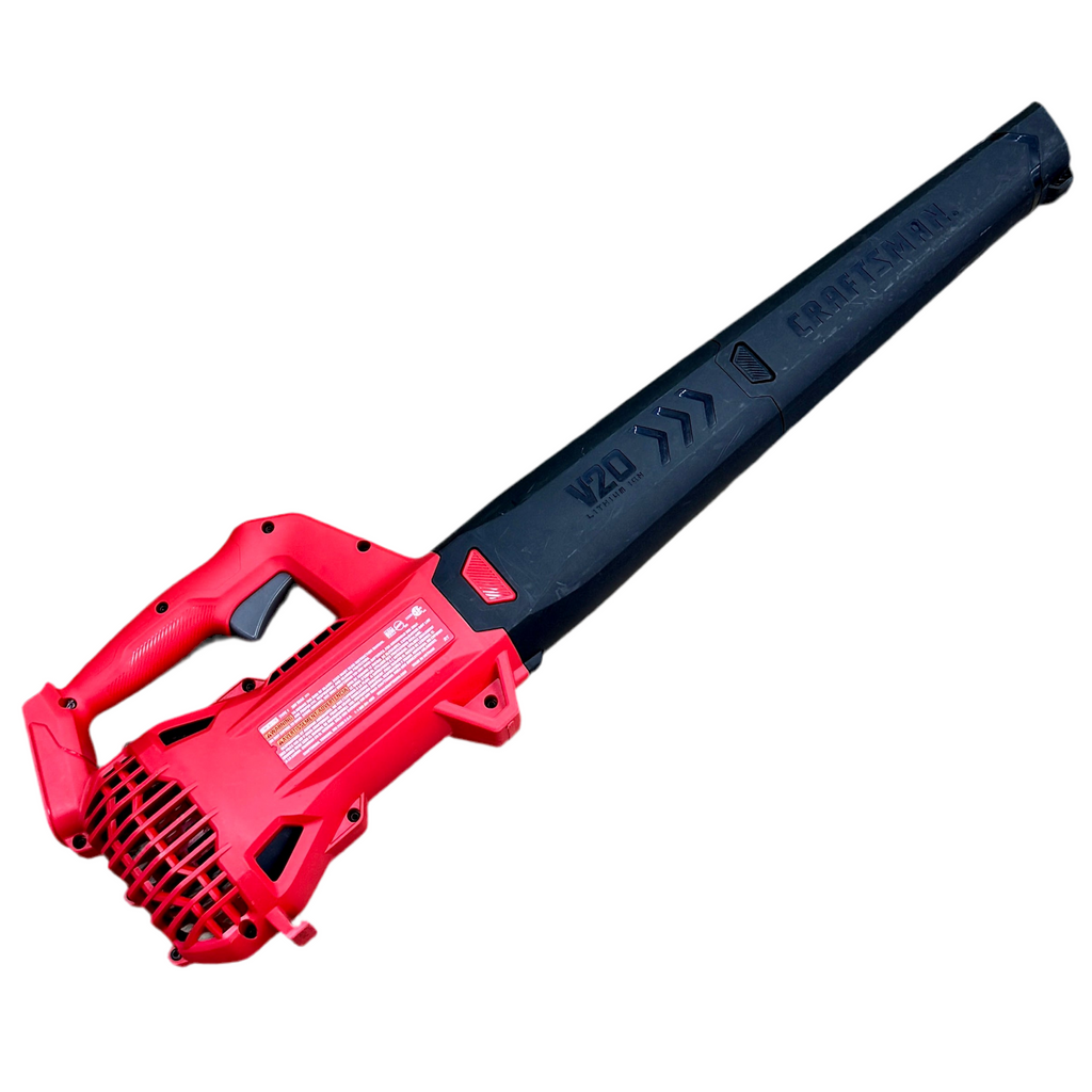 CRAFTSMAN V20 200-CFM 90-MPH Battery-Powered Handheld Leaf Blower w/ Battery & Charger (CMCBL710) Red and black leaf blower on a white background