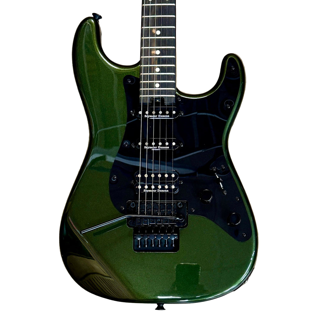 Charvel Pro-Mod So-Cal Style 1 HSS FR E Electric Guitar Green electric guitar on a wooden floor