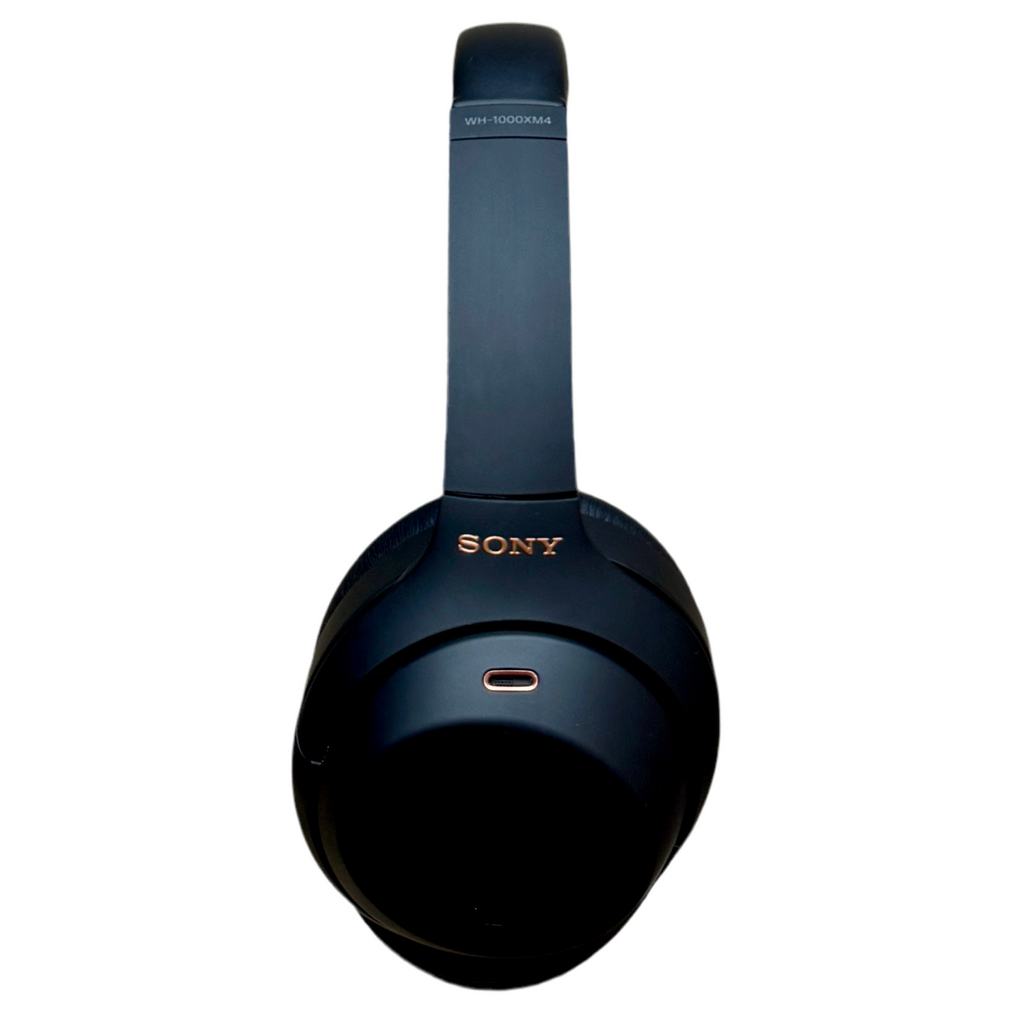 Sony WH-1000XM4 Premium Wireless Noise Canceling Headphones w/ Case - Black Sony headphones on a white background