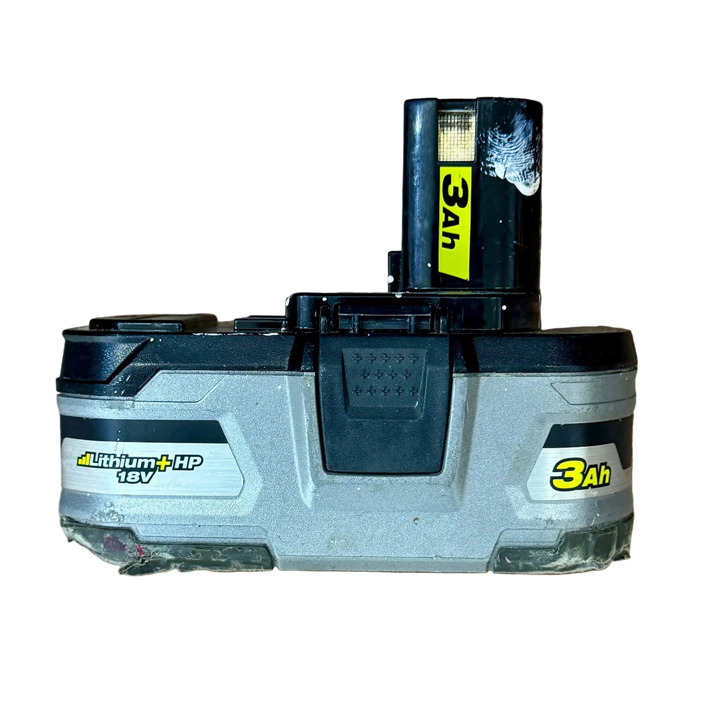 RYOBI ONE+ 18V 3Ah Lithium+ HP Battery Pack (P191) Battery pack with '3 Ah' label on a wooden surface