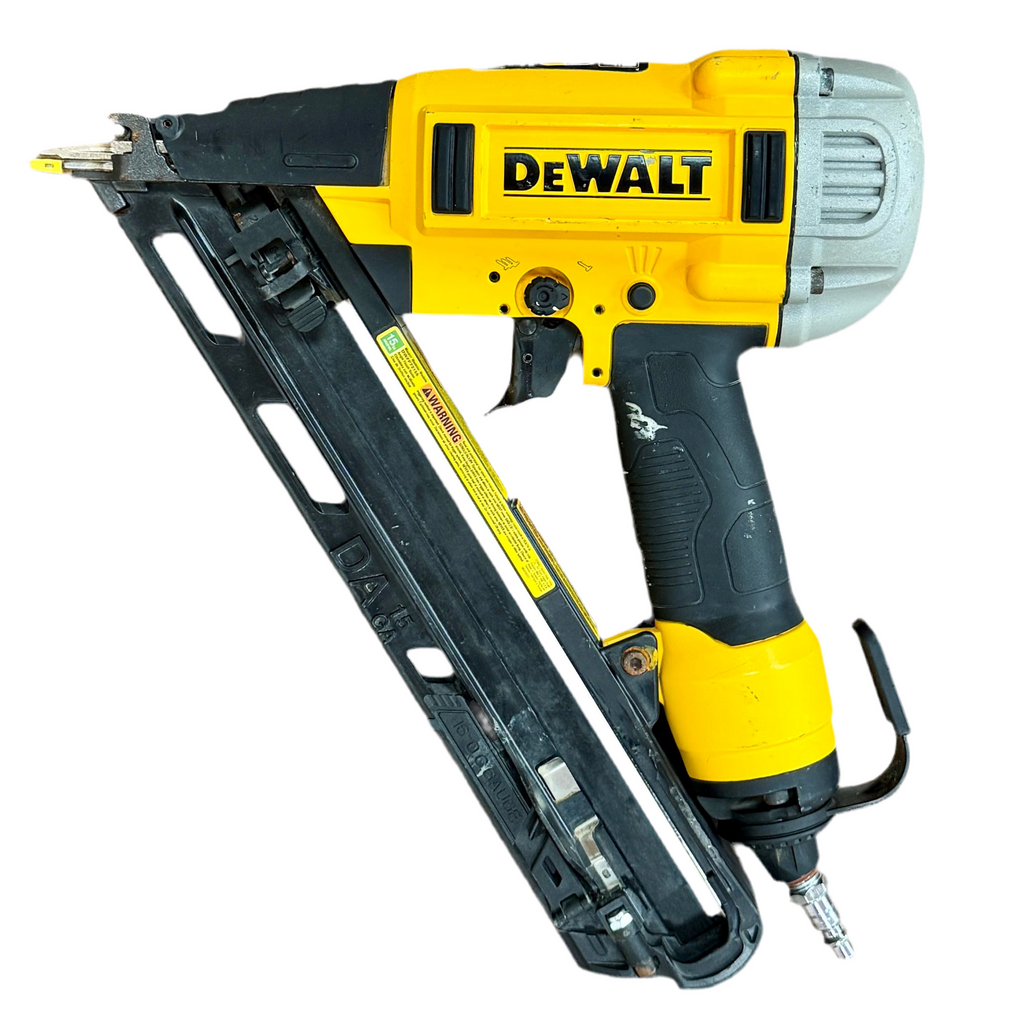 DeWalt 15-Gauge 2-1/2" Precision Point DA-Style Angle Finish Nailer w/ Hard Case (DWFP72155) Yellow and black Dewalt nail gun on a white background