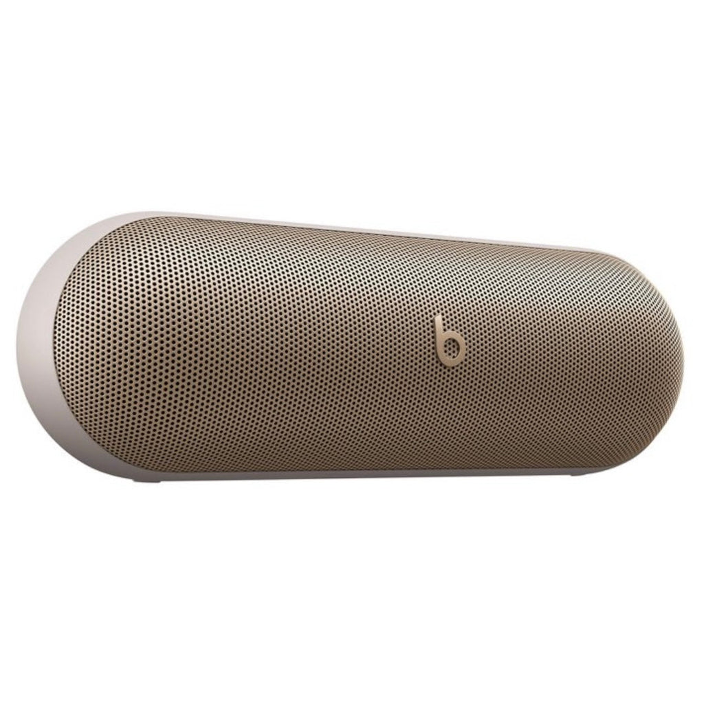 Apple Beats Pill Portable Wireless Bluetooth Speaker - Champagne Gold (MW463LL/A) Beige cylindrical speaker on a white background