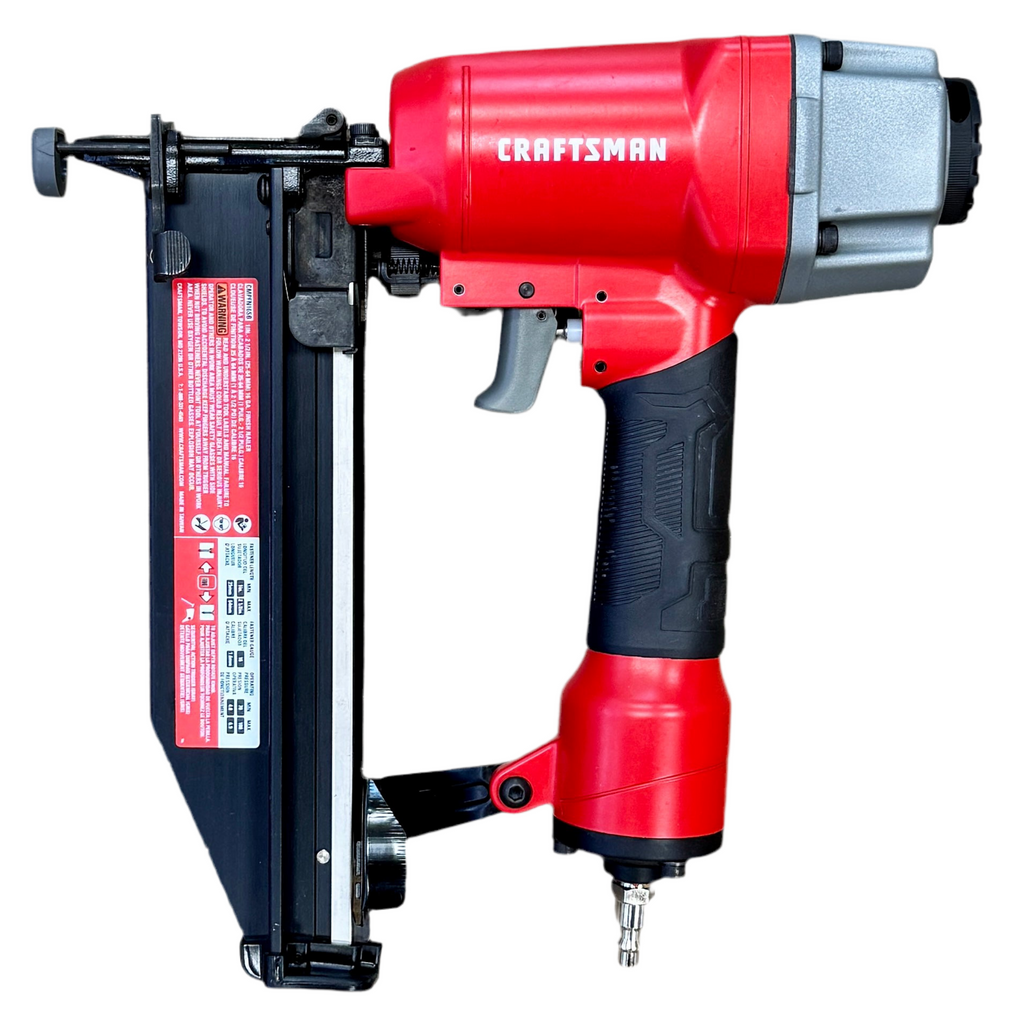 CRAFTSMAN 16-Gauge 2-1/2" Pneumatic Straight Finish Nailer (CMPFN16SB) Red and black Craftsman nail gun on a white background